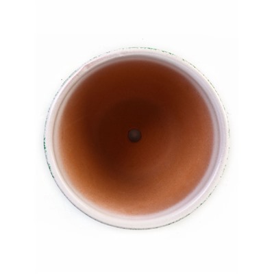 Горшок цветочный «Гербера», керамический, с поддоном, 1 л, белый с зелёным рисунком