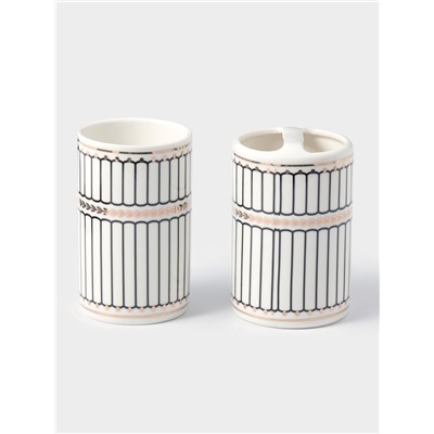 Набор аксессуаров для ванной комнаты «Греция», 4 предмета, мыльница, дозатор 350 мл, два стакана, серый