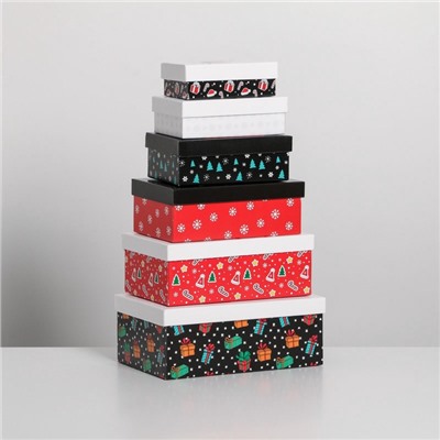 Набор новогодних подарочных коробок 10 в 1 «С НГ», 12×7×4 - 32.5×20×12.5 см, Новый год