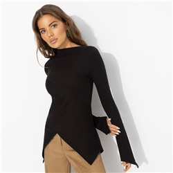 Лонгслив хлопковый, Выхожу за рамки (чёрный)