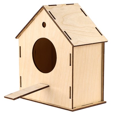 Деревянный скворечник - кормушка для птиц, закрытая