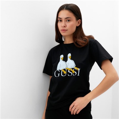 Пижама женская (футболка, брюки) KAFTAN Gussi, размер 40-42, чёрная