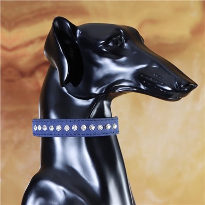 Ошейник «Бархат и стразы», 31×1.3/2 см, ОШ 22-28 см, синий