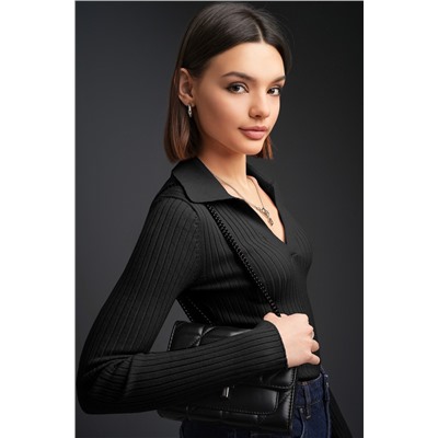 Женский джемпер лапша с воротником поло Happyfox