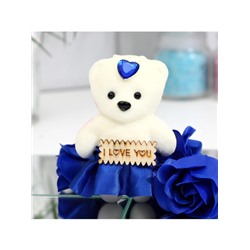 Мыльные розы и медвежонок, набор синий