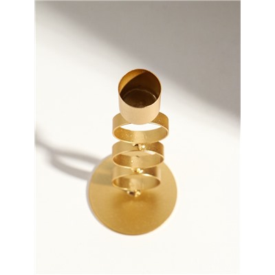 Подсвечник на 1 свечу «Три кольца», d=2.5 см, металл под золото, 7.5×7.5×21 см