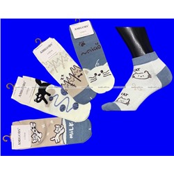 5 ПАР - AMIGOBS цветные носки женские с принтом "Забавные котята" арт. 1817