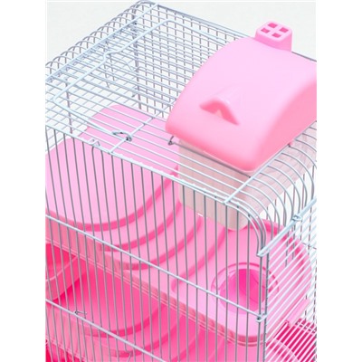 Клетка для мелких грызунов «Пижон», с наполнением, 27×21×40 см, розовая