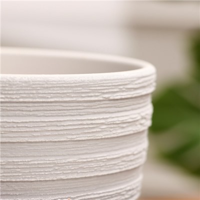 Горшок для цветов «Букле», 2.3 л, d=17.5 см, h=15.5 см, керамический, с поддоном, серый