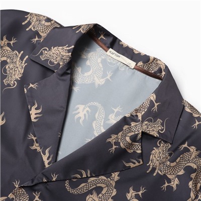 Пижама женская (рубашка, брюки) KAFTAN «Дракон», размер 40-42, графитовая