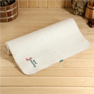 Коврик - лежак для бани и сауны с вышивкой «Банный рай», 180×60 см, 70% полиэфир, 30% шерсть, «Добропаровъ»