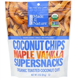 Made in Nature, Органические, кокосовые чипсы, Суперснеки с кленовым сиропом и ванилью, 85 г