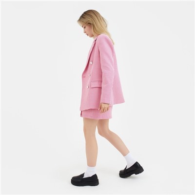 Пиджак женский двубортный MIST, размер 50, цвет розовый, белый