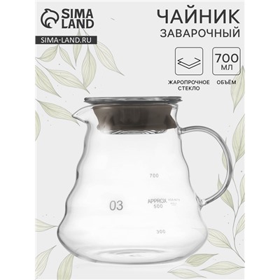 Чайник заварочный с крышкой «Бриз», 700 мл, стекло