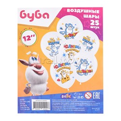 Шар (12''/30 см) Буба, Белый (S13/170), пастель, 1 ст, 25 шт.