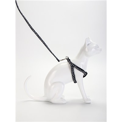 Шлейка с поводком «Жираф», ширина 1 см, поводок 120 см, шлейка 23-35 см, чёрная, белая