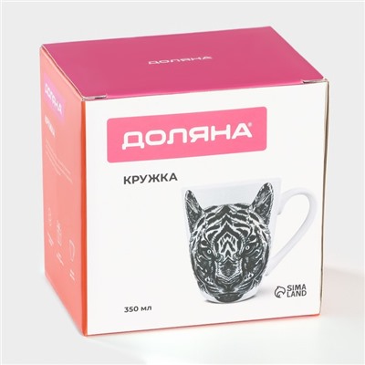 Кружка Доляна «Тигр», 350 мл, фарфор, белая