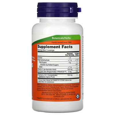 Now Foods, цинк с витамином С и бузиной, 60 пастилок