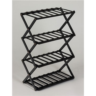 Подставка для цветов Greengo, 4 полки, 50×25×68 см, напольная, бамбук, чёрная