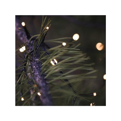 Гирлянда «Нить» 10 м, IP44, УМС, тёмная нить, 100 LED, свечение тёплое белое, 220 В