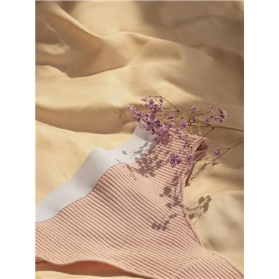 Трусы женские бразильяно MINAKU рубчик, набор 3 шт., размер 48-50, белые, бежевые, чёрные