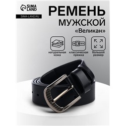 Ремень мужской «Великан» для полных, ширина 3.8 см, винт, пряжка металл, чёрный