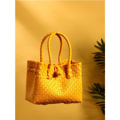 Сумка плетёная пластиковая, 23×11×30 см, жёлтая