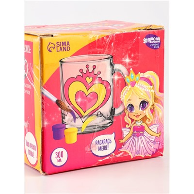 УЦЕНКА Роспись стеклянной кружки красками «Принцесса с розой»