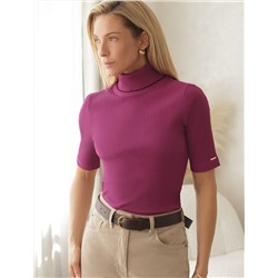 Водолазка из фактурного трикотажа в рубчик