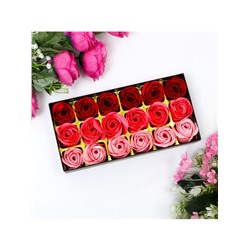 Мыльные розочки, цветные оттенки, набор 18 шт.