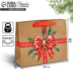 Пакет подарочный новогодний крафтовый «С Новым годом», MS 18×23×10 см