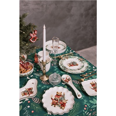 Подставка под ложку новогодняя Доляна «Сказки зимнего леса», 22.3×7.1×2.7 см, доломит, белая