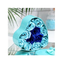 Мыльные розы, бирюзовые и синие, набор 11 шт.