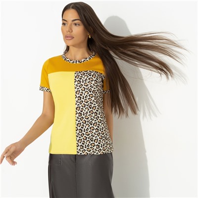 Футболка комбинированная, Стильное сочетание (оранжевая)