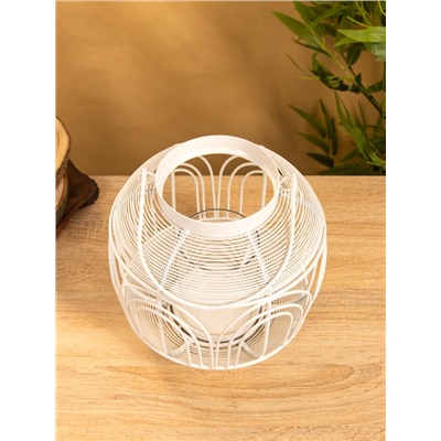 Подсвечник фонарь со стеклянной колбой, 19×19×19.5 см, d=8.5 см, металл, белый