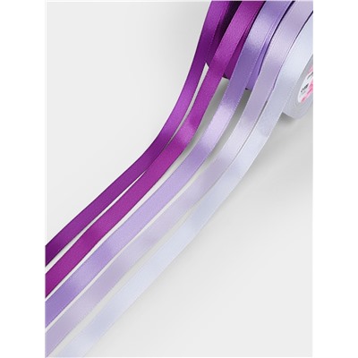 Атласная лента, набор 5 шт., 10 мм, 23±1 м, фиолетовая, сиреневая