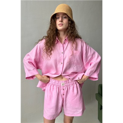 Костюм лён  SET019/27/Нежно-розовый