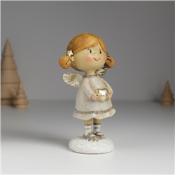 Фигурка полистоун «Ангелочек с хвостиками, в сером платье», 6.5×4.5×12 см, МИКС