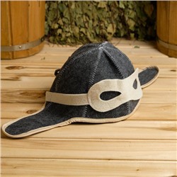 Набор для бани «Лётчик», 3 предмета: шапка, коврик, рукавица, шерсть 30%, полиэфир 70%, серый, «Добропаровъ»