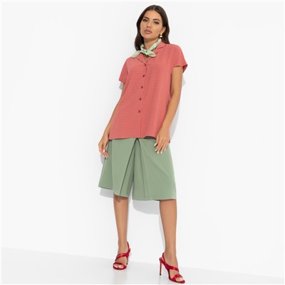 Блуза в мелкую клетку, Стильный автограф (терракотовая)