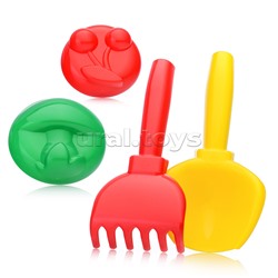 Песочный набор "По грибы и ягоды" ( 2 формочки, совок, грабли)