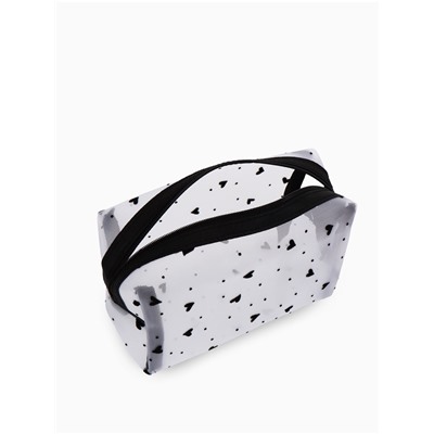 Косметичка женская HEARTS, с рисунком, сетка, на молнии, белая