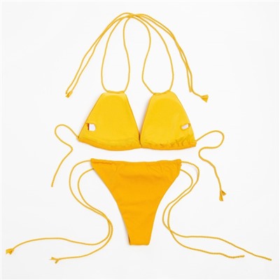 Купальник раздельный бикини с завязками женский MINAKU, горчичный, размер 48