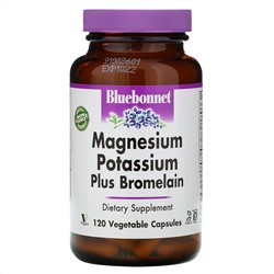 Bluebonnet Nutrition, Калий Магний плюс бромелайн 120 овощных капсул