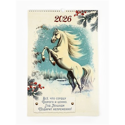 Календарь 2026 перекидной на ригеле А3 «Винтаж»