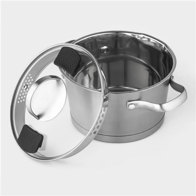 УЦЕНКА Кастрюля Magistro HiTech Steel 4 л d=22 см, h=13 см, нержавеющая сталь, индукция