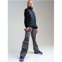 Брюки текстильные джинсовые для девочек