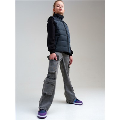 Брюки текстильные джинсовые для девочек