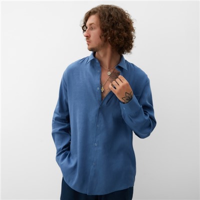 Рубашка мужская с длинным рукавом MIST, размер 48, синяя