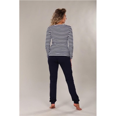 Женский домашний костюм с брюками 68 (Черно-белый)